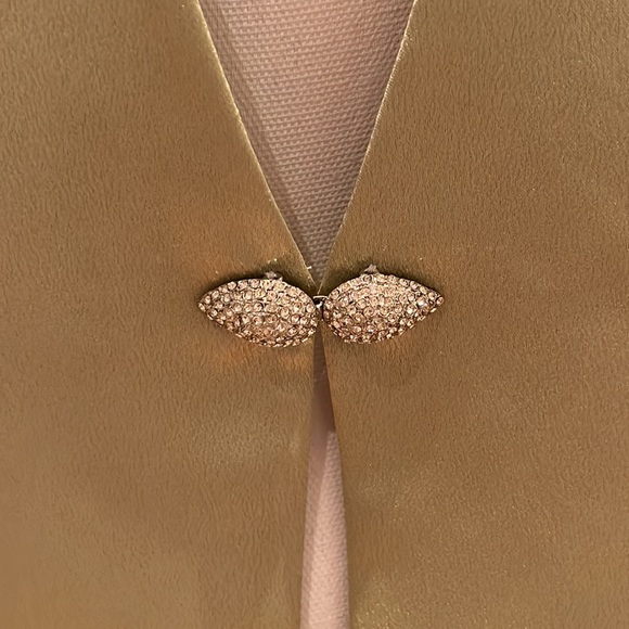 Evening Dress with Jacket Sheen Mint Color with Rhinestones Buttons Size 12 - Picture 5 of 7